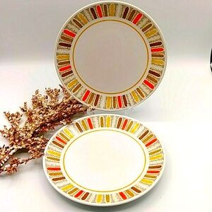2 Noritake Progression Mardi Gras Plates. 8.25". Vintage.